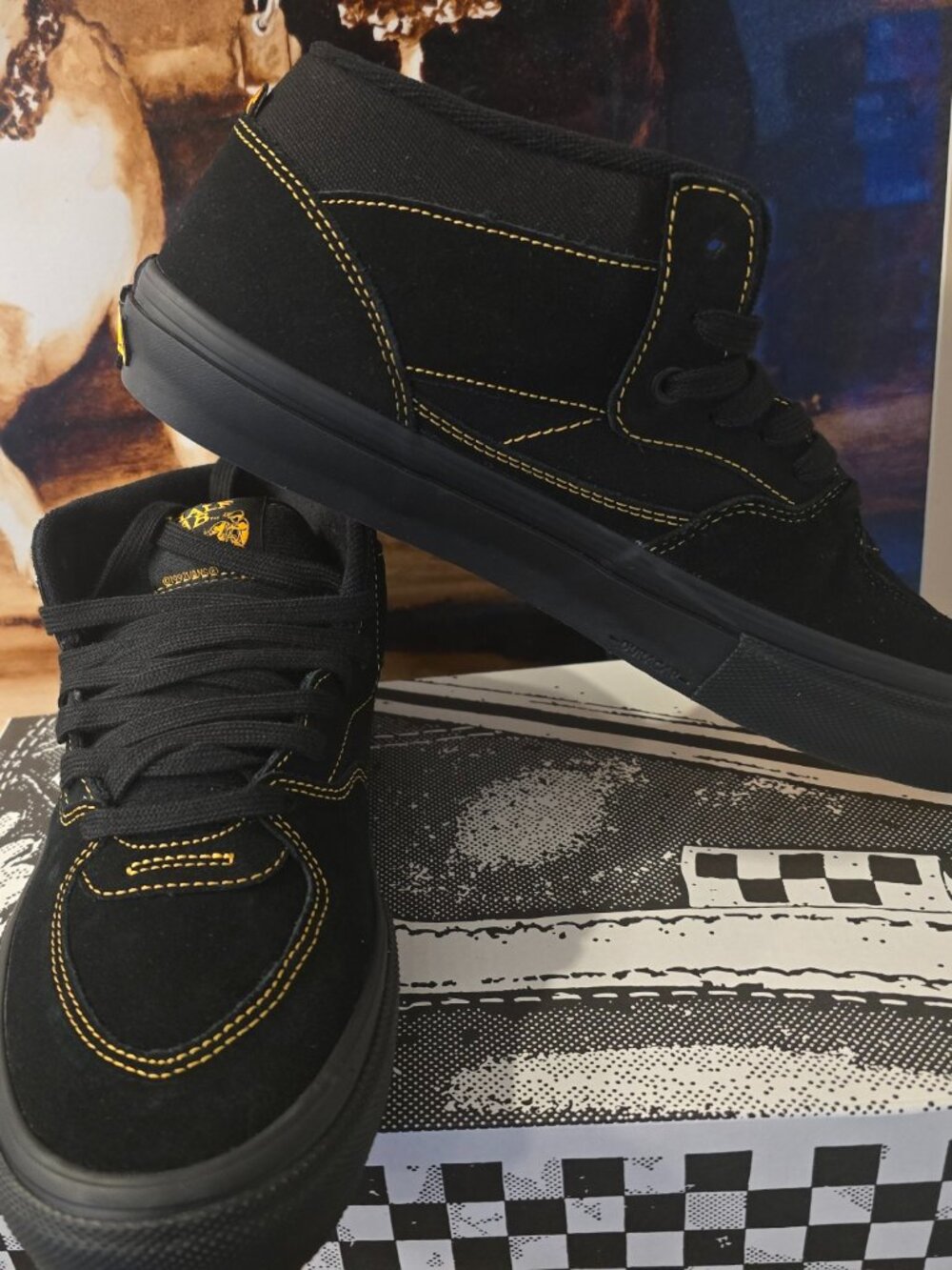Vans Skate Half Cab Black Mustard VN0A5FCDBLN Men's Size 13 US Shoes NEW SKATE